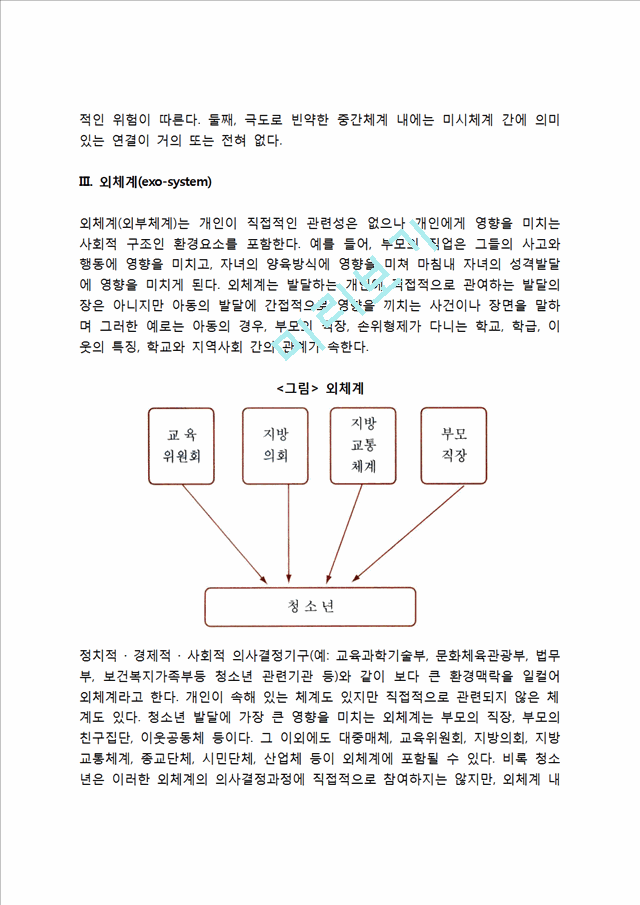 브론펜브레너의 생태학적 체계이론(미시체계, 중간체계, 외체계, 거시체계, 시간체계).hwp