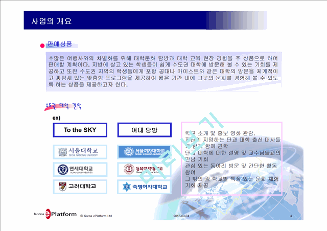 사업계획서-대학탐방전문 여행사 창업.ppt