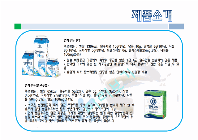 연세우유,우유시장,마케팅,브랜드,브랜드마케팅,기업,서비스마케팅,글로벌,경영,시장,사례,swot,stp,4p.pptx