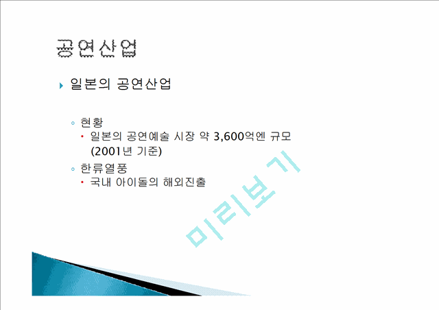 음반 산업의 개요, 동향, 국내 음반 산업 현황, 이슈, 분석, 공연산예술 개요, 특징, 국내 공연산업, 국내 뮤지컬 산업현황, 뮤지컬 산업 발전방안, 경연 프로그램 현황.pptx