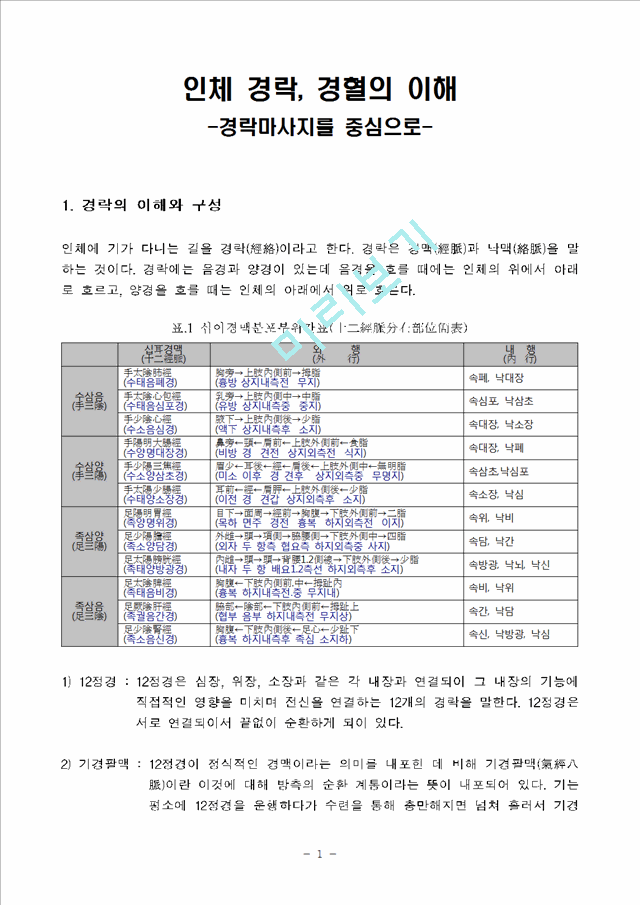 인체 경락, 경혈의 이해 -경락마사지를 중심으로-.hwp