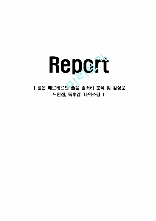 젊은 베르테르의 슬픔 줄거리 분석 및 감상문, 느낀점, 독후감, 나의소감.hwp