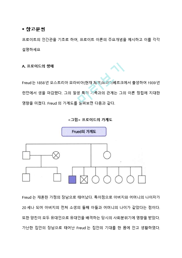 프로이트의 인간관을 기초로 하여 프로이트 이론의 주요개념을 제시하고 이를 각각 설명하세요 (2).hwp