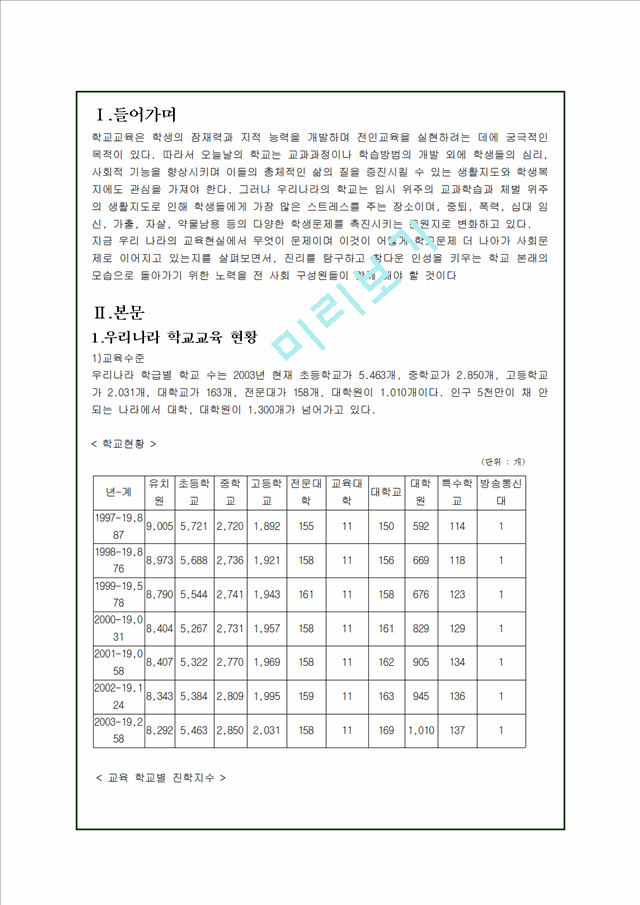 학교교육의 현황과 문제점 - 체벌, 학교폭력, 왕따.hwp