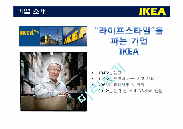 IKEA의 기업소개와 SWOT분석,제품전략,유통전략 및 해외진출전략.pptx