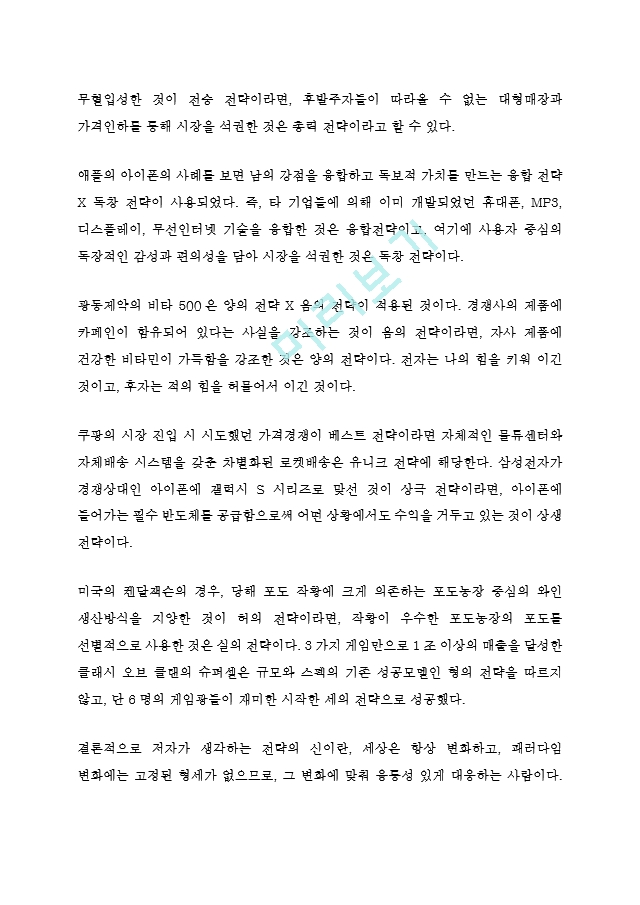 전략의 신 독후감 감상문 서평 송병락   (2 )