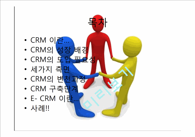 CRM,CRM이란,CRM성장배경,CRM필요성,CRM변천과정,CRM구축단계,E-CRM,CRM사례   (2 )