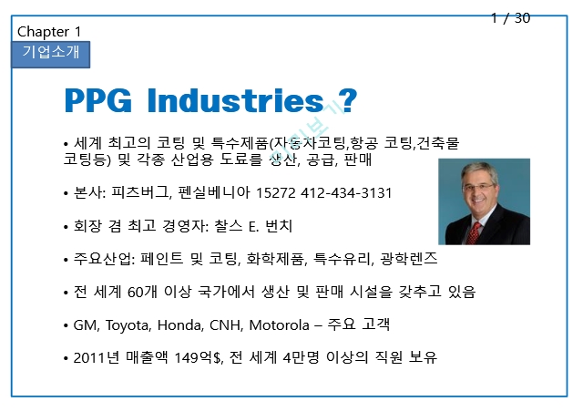 PPGIndustries,PPG,PPG기업소개,PPG시장분석,PPG국제경영사례,PPG경쟁기업분석,PPG향후전망   (3 )