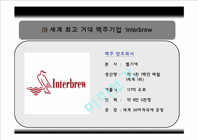 버드와이저,Interbrew,맥주마케팅전략,Interbrew기업분석,Interbrew마케팅전략,인터브루   (6 )