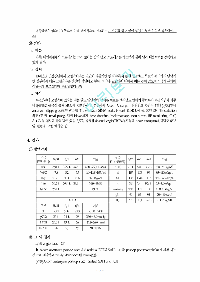 간호실습 사례 - 지주막하 출혈(subarachnoid hemorrhage  SAH).hwp