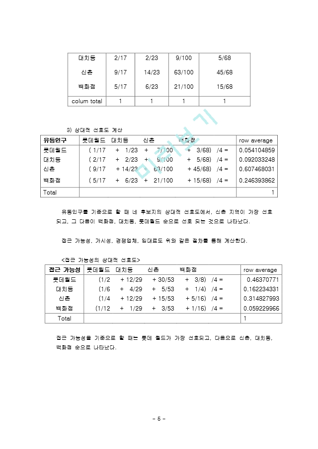 계층 분석법(AHP)을 이용한 아이스크림점 입지 문제.doc