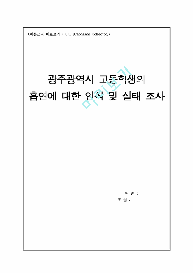 광주광역시 고등학생의 흡연에 대한 인식 및 실태 조사.hwp