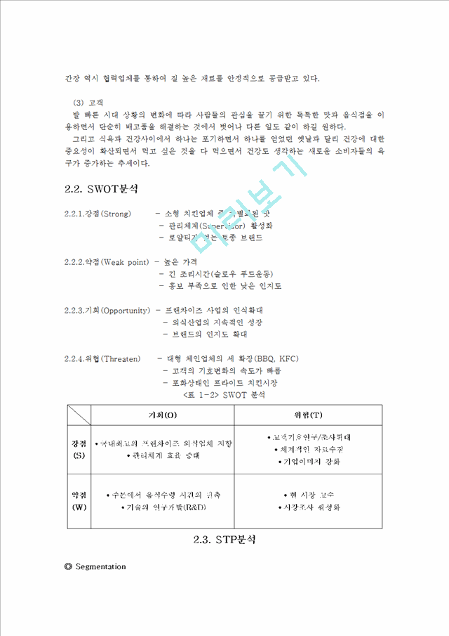 교촌치킨의 기업소개 및 회사 특징과 성공적인 경영전략 및 마케팅 전략, SWOT분석, 4P, STP 조사분석.hwp