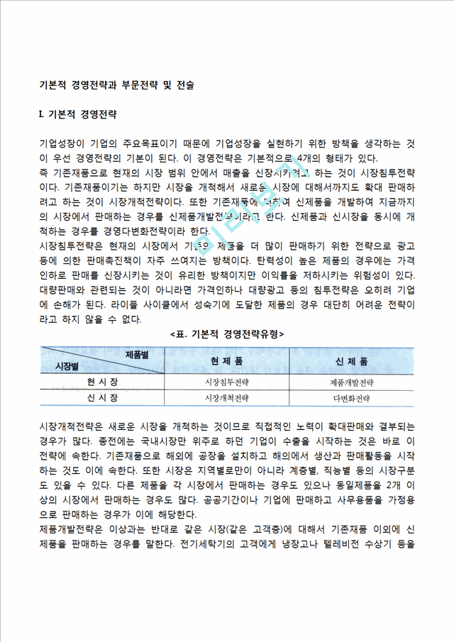 기본적 경영전략과 부문전략 및 전술.hwp