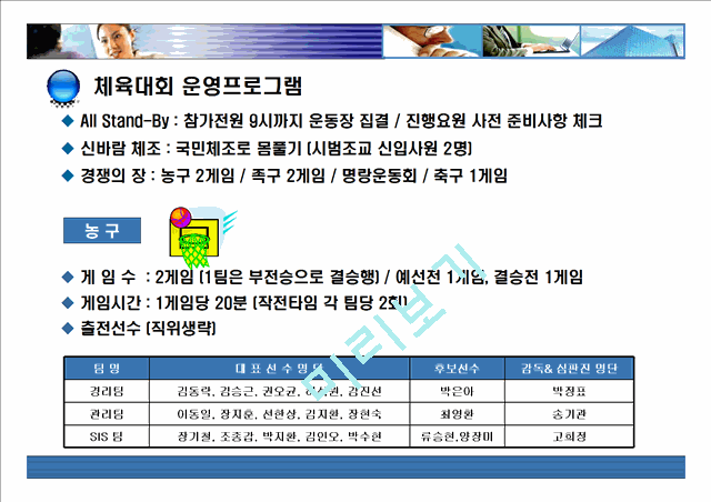 기업단합을 위한 체육대회운영기획안.ppt