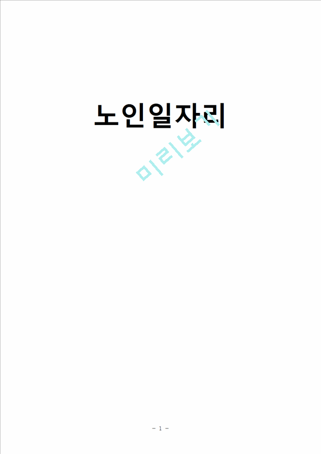 노인 일자리의 개념과 현황,문제점,해외사례 및 해결방안.hwp