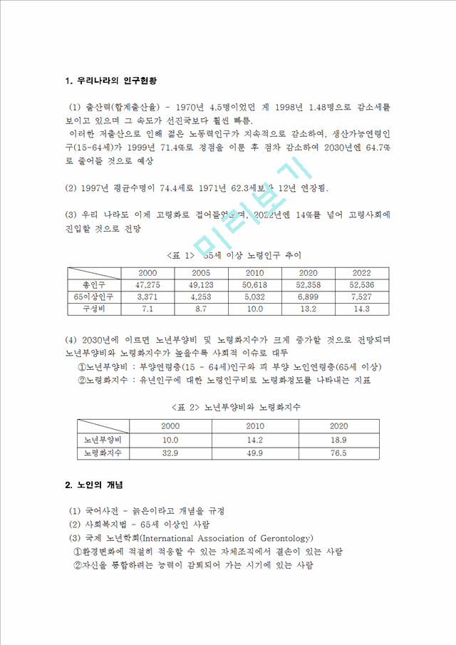 노인의 현황, 개념, 특성, 욕구에 대해서.hwp