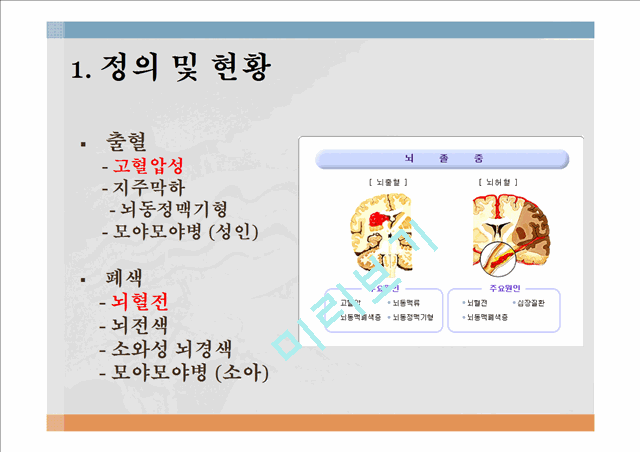 뇌혈관질환 정의 및 현황,뇌혈관질환 원인 및 발병기전,뇌졸중(Stroke), 중풍,고혈압성 뇌출혈,뇌경색,중풍예방,뇌졸증 예방및 처방.pptx