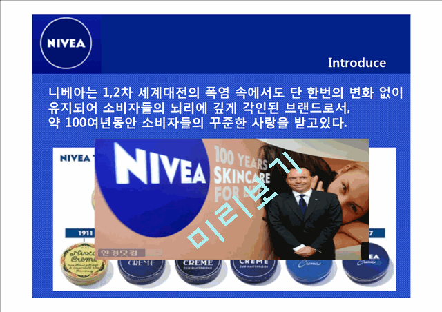 니베아 NIVEA 기업조사및 니베아 성공전략및 마케팅 STP,4P전략분석과 시사점 PPT 레포트.pptx