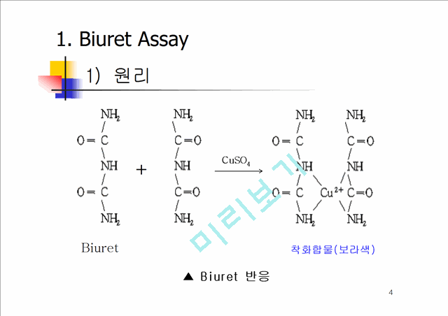 단백질 정량 분석 실험 ( Biuret, Lowry, Bradford Assay ).ppt