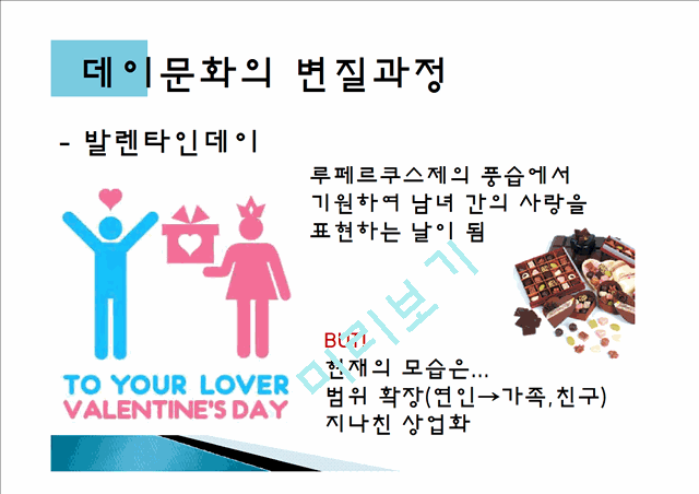 데이 문화의 정의, 종류, 상업화 변질, 빼빼로 데이, 공격적 데이마케팅 양산, 사회학적 이론 적용, 데이문화에 대한 고찰, 앞으로의 방향, 전망, 특징, 분석.pptx