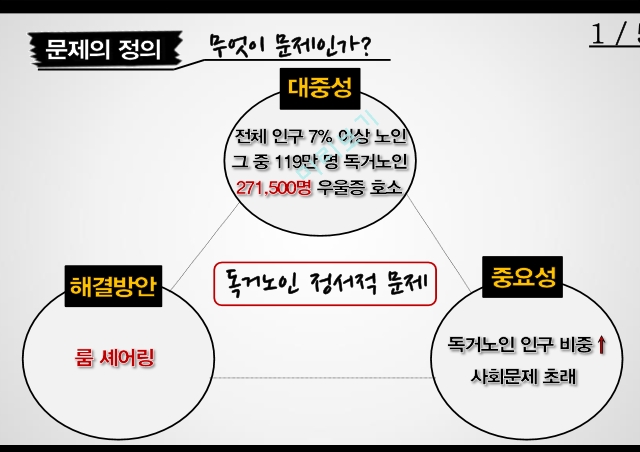 독거노인사회문제,독거노인 지역사회문제,독거노인의 욕구,독거노인의 노후 지원,독거노인 정서,독거노인 고독감,룸 셰어링 한계.pptx