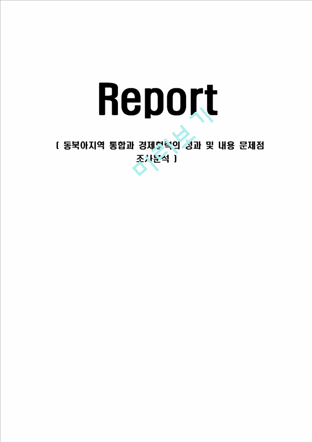 동북아지역 통합과 경제협력의 성과 및 내용 문제점 조사분석.hwp