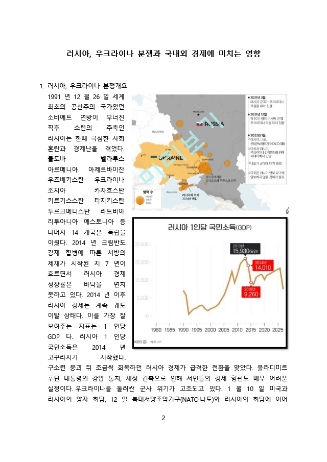 러시아 우크라이나 분쟁 및 경제에 미치는 영향.docx