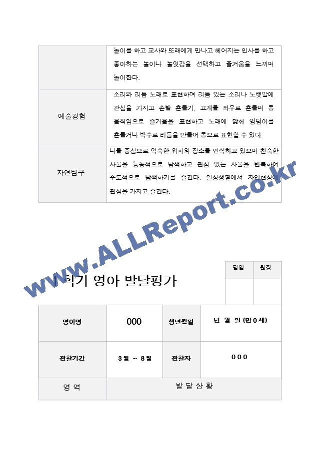 만 0세 5명  1년 1학기 2학기  발달평가와 상담일지.hwp