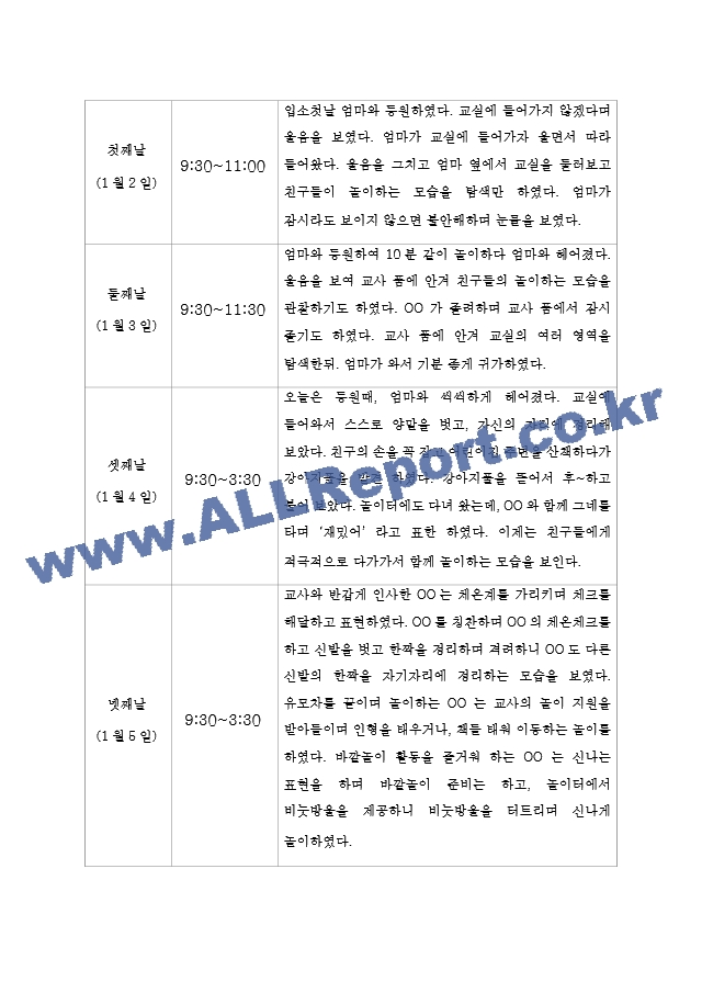 만0세 영아 적응일지 5명분량 (2023년 적응일지).hwp