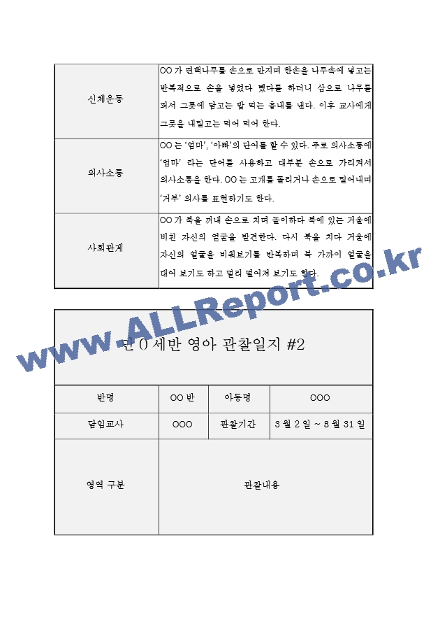 만0세 1학기 영역별 관찰일지 (아주 자세합니다,발달평가 포함).hwp