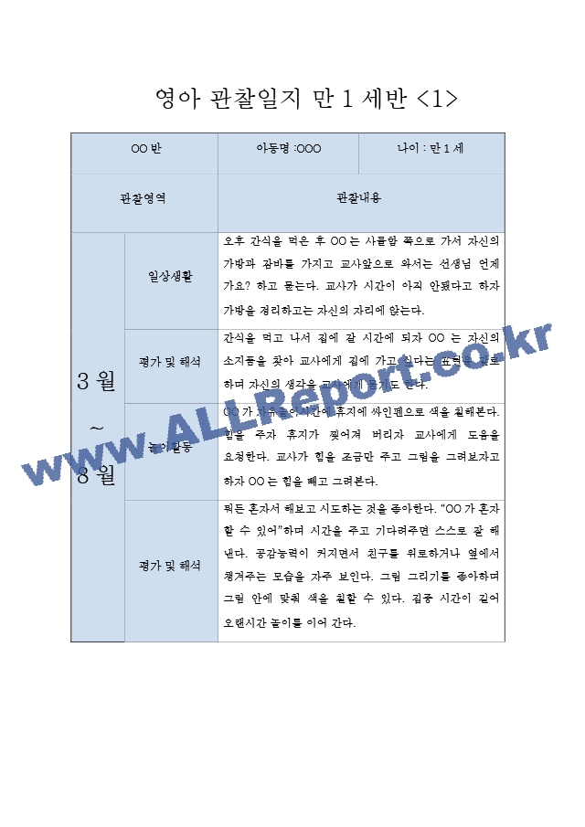 만1세 관찰일지 - 1학기 7명 관찰일지 (놀이활동,일상생활 영역 관찰일지).hwp