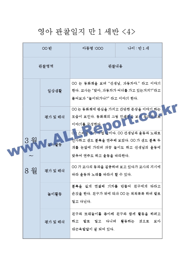 만1세 관찰일지 - 1학기 7명 관찰일지 (놀이활동,일상생활 영역 관찰일지).hwp