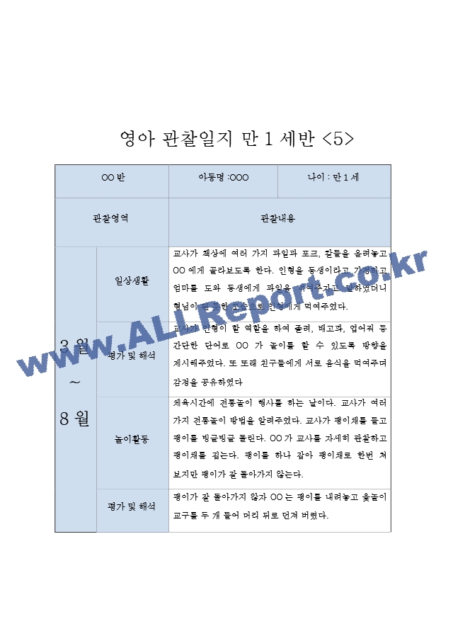 만1세 관찰일지 - 1학기 7명 관찰일지 (놀이활동,일상생활 영역 관찰일지).hwp