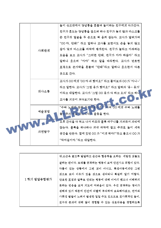 만1세 영아 1학기 관찰기록과 발달평가  6개영역 관찰일지  모든계절 사용가능 관찰일지.hwp