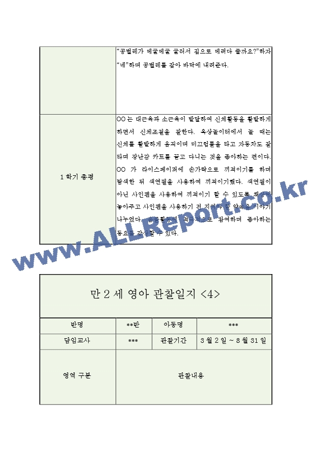 만2세 1학기 영아 관찰일지 (5명 10페이지관찰내용＋평가).hwp