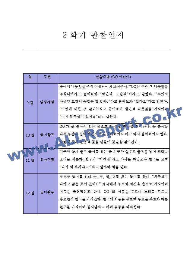 만2세 2학기 관찰일지 (발달평가 포함 영아전담 어린이집 아주 자세합니다).zip