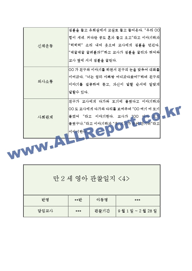 만2세 2학기 영아 관찰일지 (5명 10페이지관찰내용＋평가).hwp