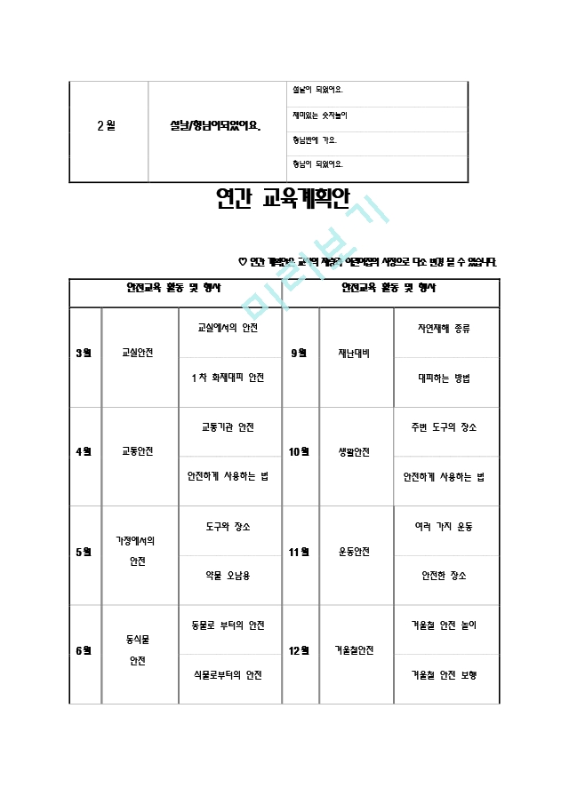 만3세(4세)연간교육계획안, 월간교육계획안, 주간교육계획안, 일일교육계획안.hwp