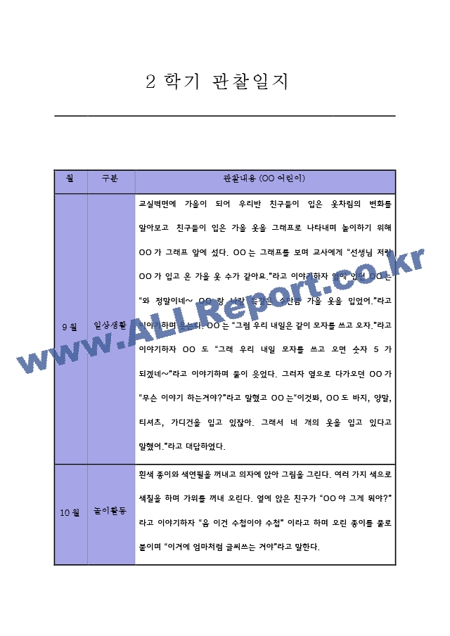 만5세 2학기 관찰일지 5명 분량 (놀이활동,일상생활 영역아주 자세합니다).zip