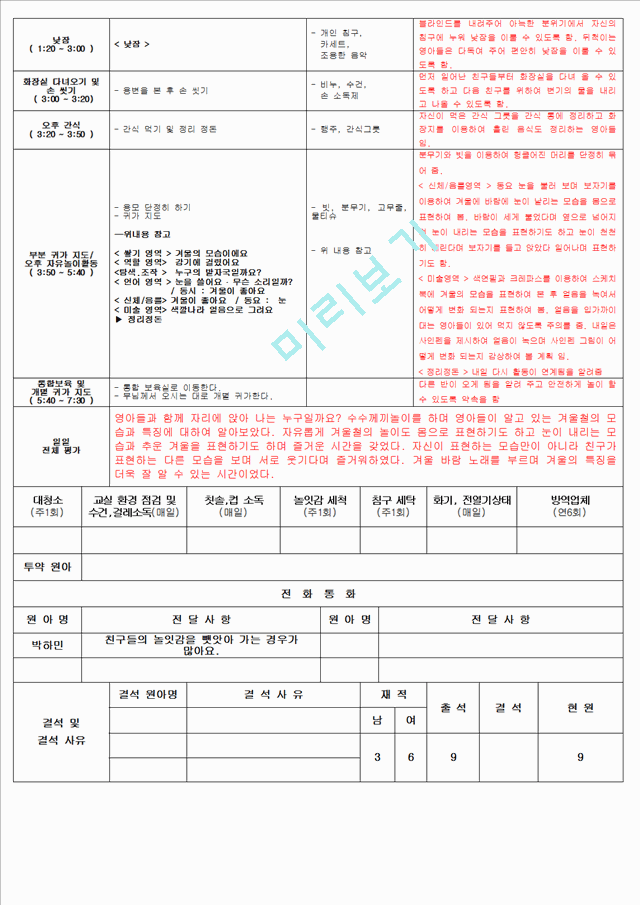 보육 평가인증 어린이집 만 2세 12월 일일보육계획 및 일지(보육실습일지) 39페이지.hwp