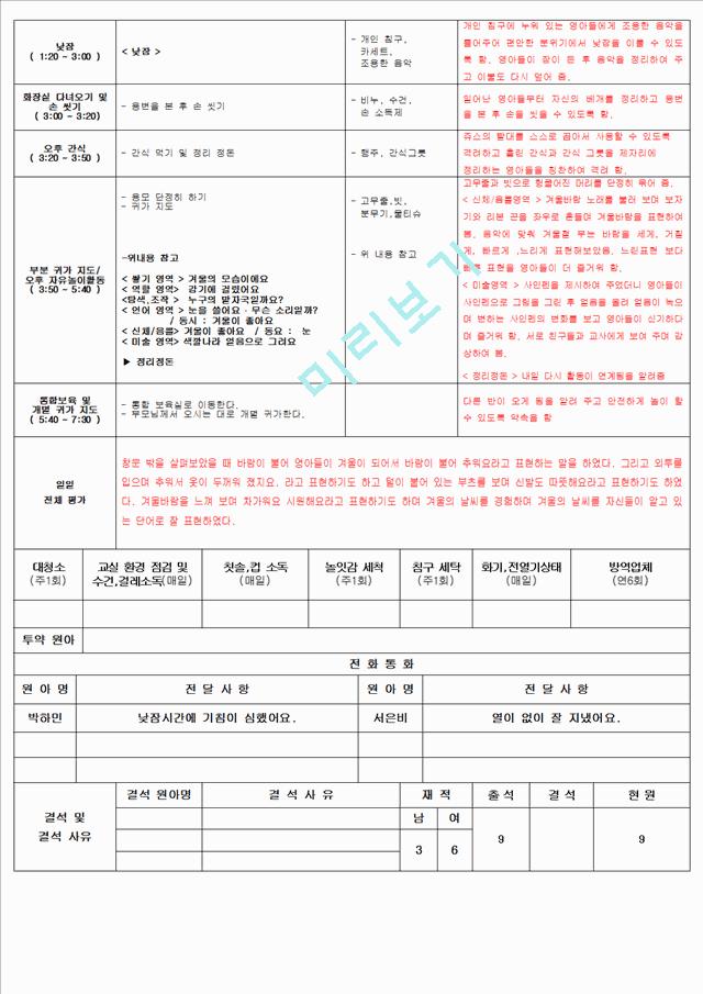 보육 평가인증 어린이집 만 2세 12월 일일보육계획 및 일지(보육실습일지) 39페이지.hwp