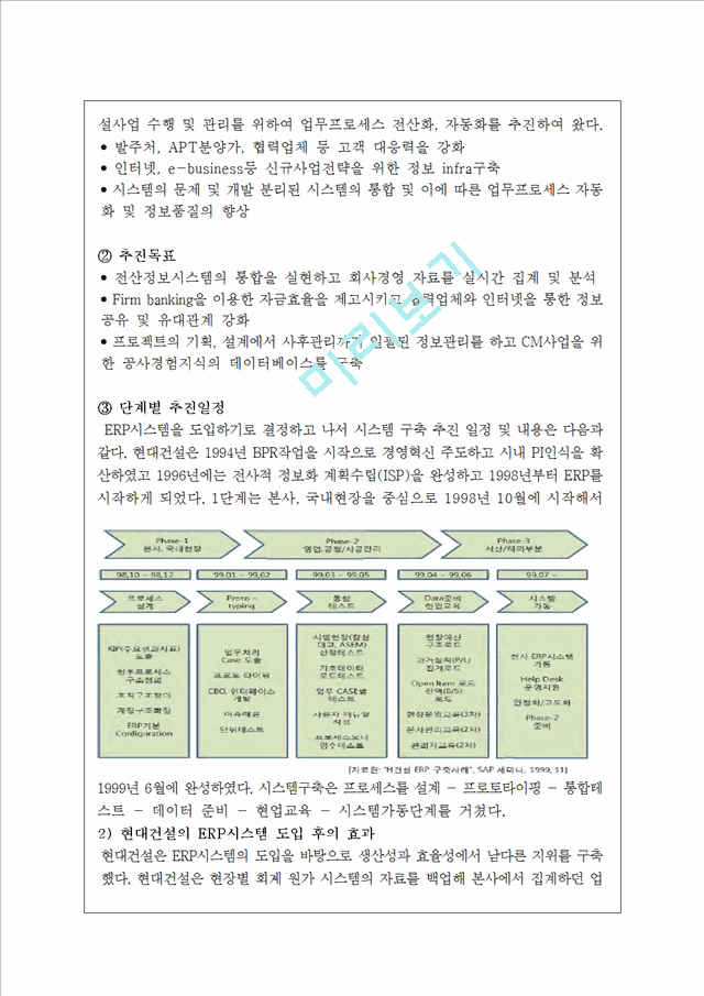 사례를 통한 ERP시스템 분석,ERP 성공 사례 (현대건설),ERP 실패 사례(빅뱅사),ERP 향후전망.hwp