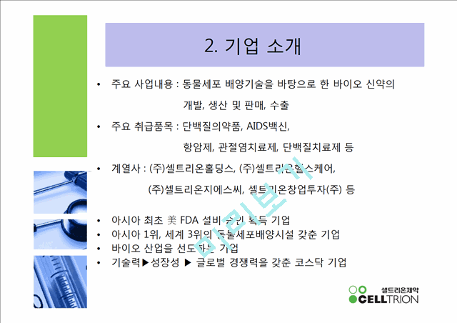 셀트리온제약의 기업소개와 기업분석,기존의 전략과 성과 및 전략제안.pptx