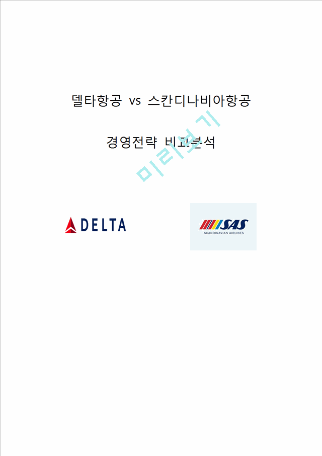 스칸디나비아항공 vs 델타항공 기업분석과 위기상황분석및 두기업의 위기극복위한 경영전략분석 레포트.hwp