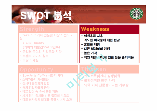 스타벅스 SWOT 분석과 마케팅 전략.ppt