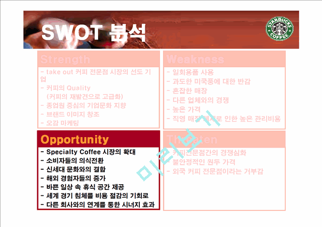 스타벅스 SWOT 분석과 마케팅 전략.ppt