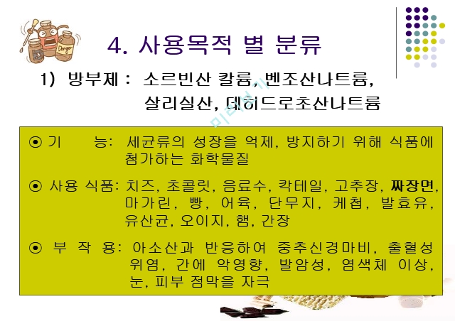 식품첨가물,식품정가물의 정의,식품 첨가물의 특성,식품 첨가물의 현황,유해성 식품 첨가물.ppt