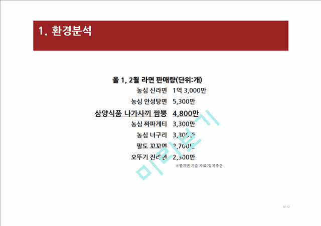 신라면 vs 나가사끼 짬뽕의 시장환경분석,STP전략,4P분석.pptx