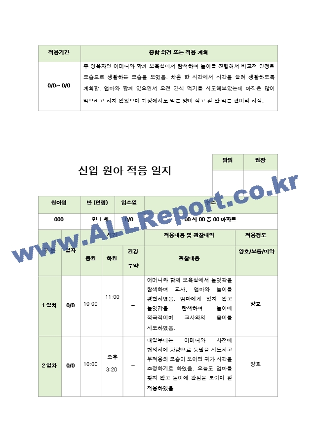 신입원아 적응일지 만 1세  5명.hwp